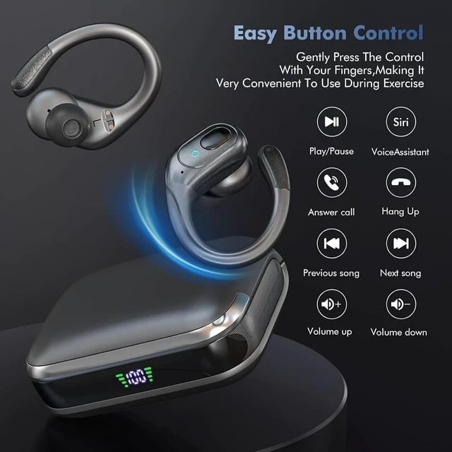 Alt view image 3 of 5 - sajawass Wireless Earbuds Bluetooth 5.4 Headphones, Noise Canceling Ear Buds with 75hr Playtime, LED Power Display, IPX7 Waterproof Earphones Over Ear Earphones for Sports/Workouts