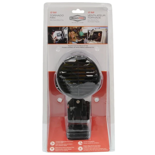 Alt view image 2 of 2 - RoadPro RPSC-857 12-Volt Tornado Truck Fan with Mounting Clip, Small 12v Cooling Fan, Black