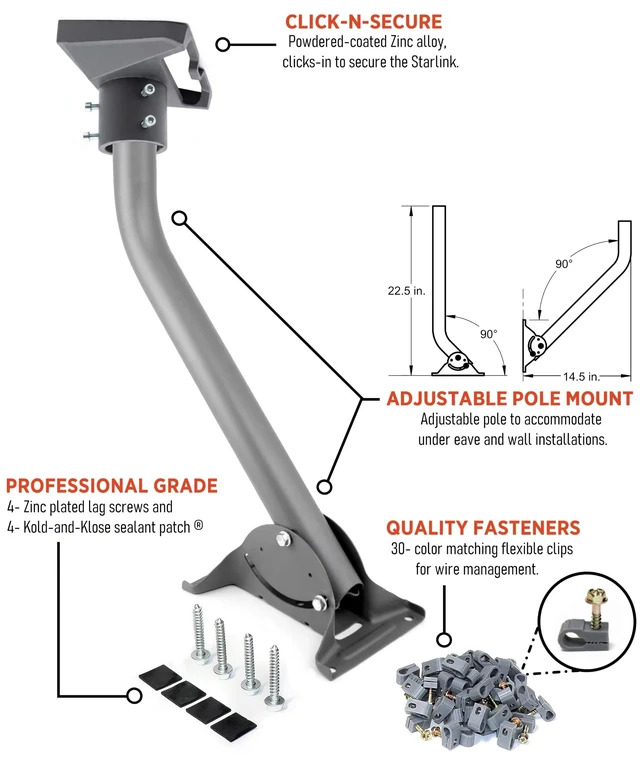 Alt view image 3 of 10 - Starlink Generation 3 Roof and Wall Mount Kit Compatible with Gen3 / V3 Starlink Standard Dish