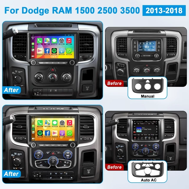 Alt view image 2 of 5 - 8Core+64G, Car Radio Stereo for Dodge RAM 1500 2500 3500 2013-2018