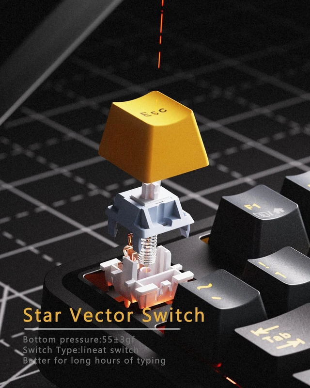 Alt view image 4 of 5 - OIXOC AU75 Wireless RGB Gaming 75% Mechanical Hot-Swappable Keyboard