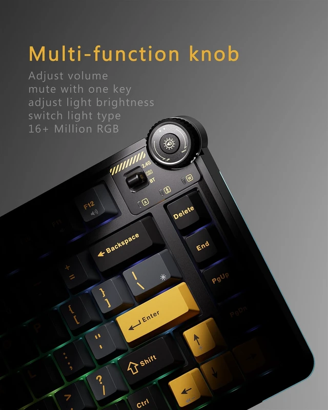Alt view image 5 of 5 - OIXOC AU75 Wireless RGB Gaming 75% Mechanical Hot-Swappable Keyboard