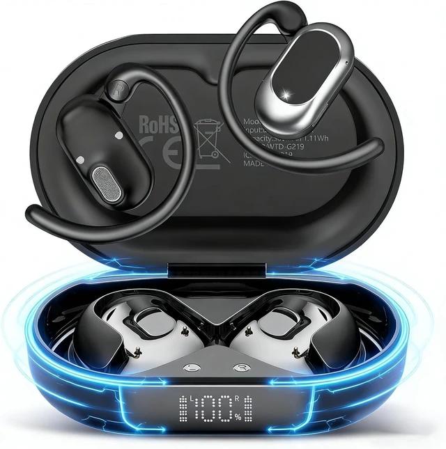 Main image of Open Ear Headphones, NEW Over Ear Earbuds with 4 ENC Noise-Canceling Mic
