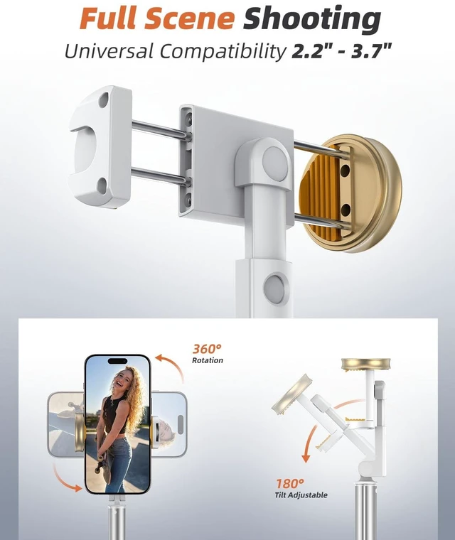 Alt view image 5 of 5 - Tripod for iPhone, Selfie Stick with Remote, Stable & Durable Phone Tripod