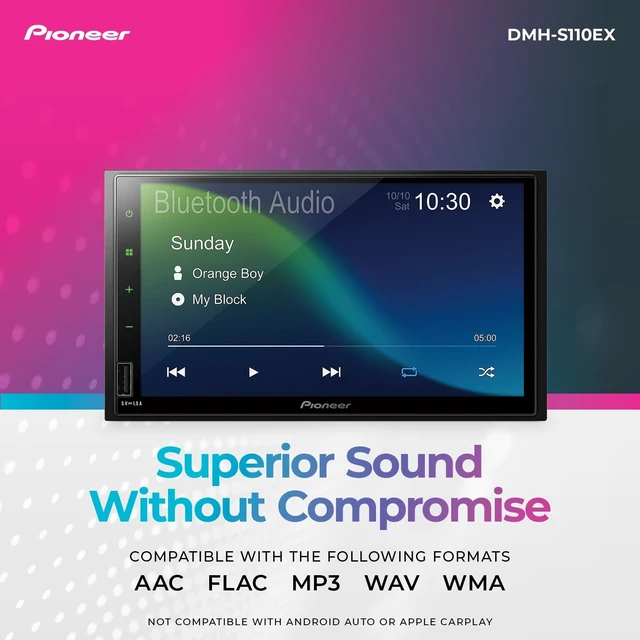 Alt view image 4 of 5 - Pioneer DMH-S110EX 7" Touchscreen Double Din Car Stereo with Bluetooth