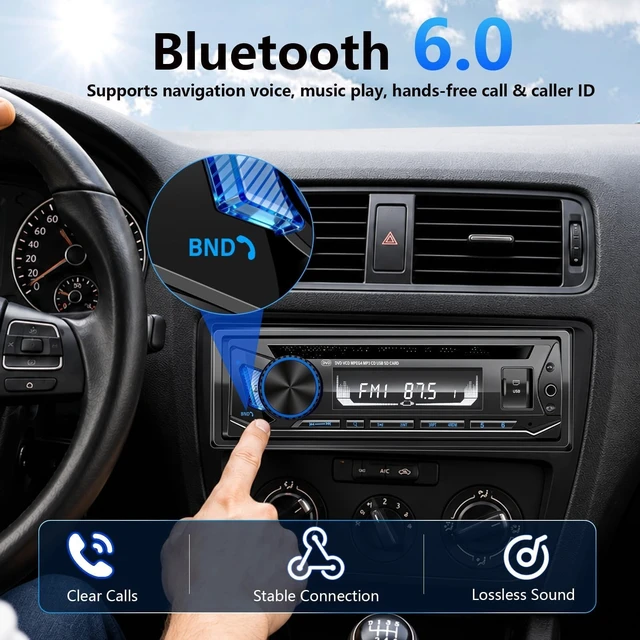 Alt view image 3 of 5 - Single Din Car Stereo with CD Player FM AM Car Radio Bluetooth USB 240W