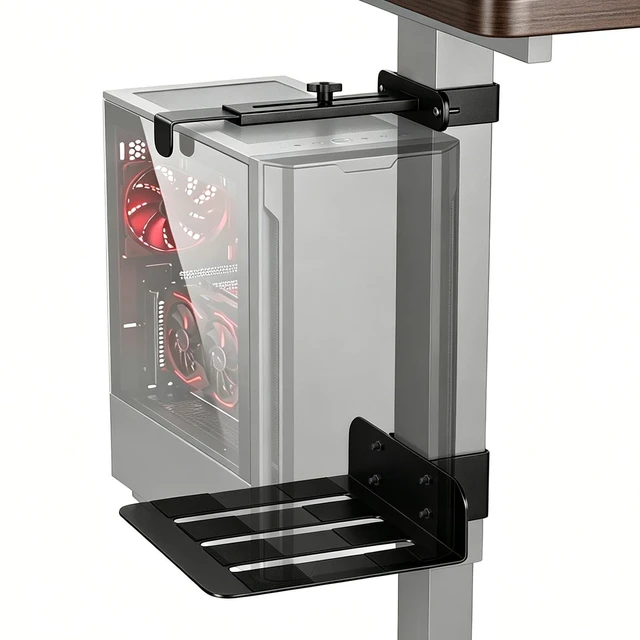 Main image of Under Desk PC Mount, No Drill CPU Holder for Standing Desks, Supports up to 50 lbs, Adjustable Width 6.8911.22 & Max Height 21.65, Clamp-on Desk PC Holder for Standing Desk, with Non-Slip Pads