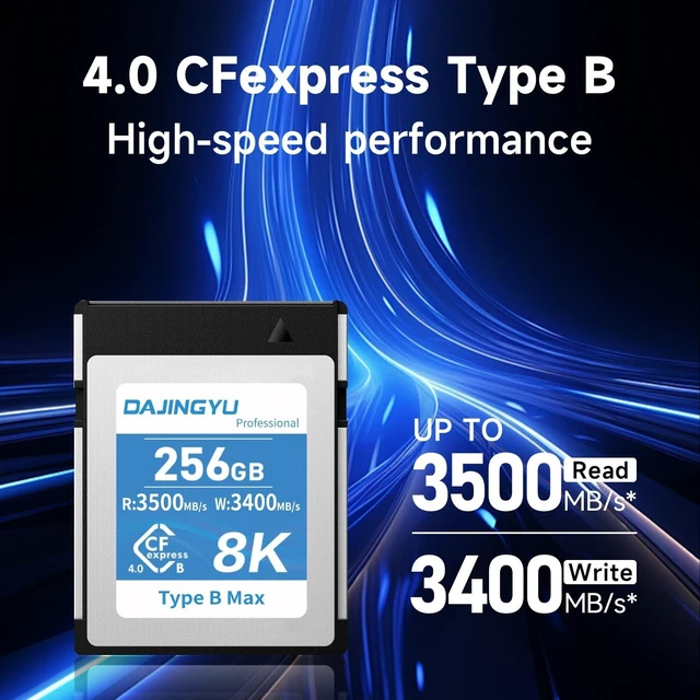 Alt view image 2 of 5 - 256GB CFexpress 4.0Type B Memory Cards for 8K RAW Photo and Video Recording Compatible with Nikon R5/R5C/Z8/Z9 Canon Cameras up to 3500MB/s Write,3400MB/s Read