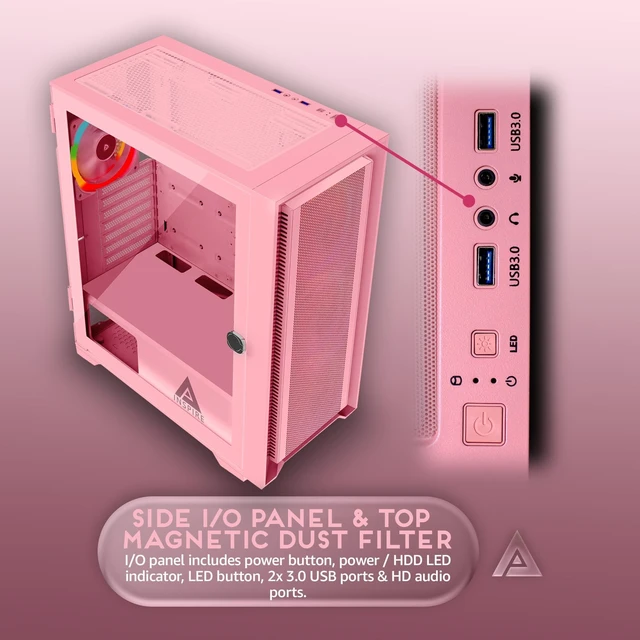 Alt view image 5 of 5 - Apevia Inspire-PK Mid Tower ATX Gaming PC Case with 4X 120MM ARGB Fans
