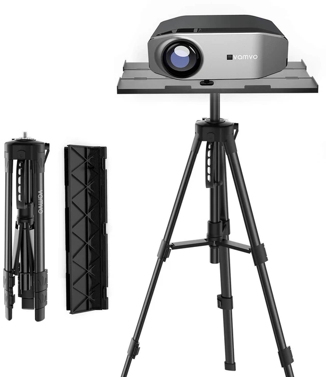 Main image of Vamvo Projector Mount, Portable Adjustable Projector Stand, Aluminum Tripod Mounts, Floor Stands Holder, Laptop Mounts, DJ Equipment Holder Mount, Suitable for Home Theater or Stage (Black)
