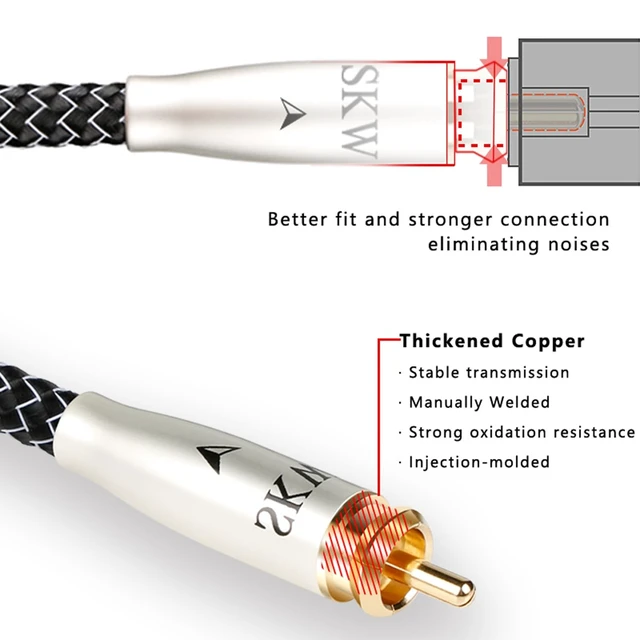 Alt view image 4 of 5 - SKW High-End WG Series 2RCA Interconnect Cable (16.4ft/5m) - Premium Audiophile Male to Male Audio Cable for Hi-Fi Systems