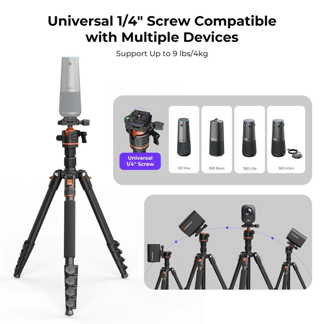 Alt view image 2 of 5 - NEARITY 1/4'' Camera Tripod with 360 Ball Head