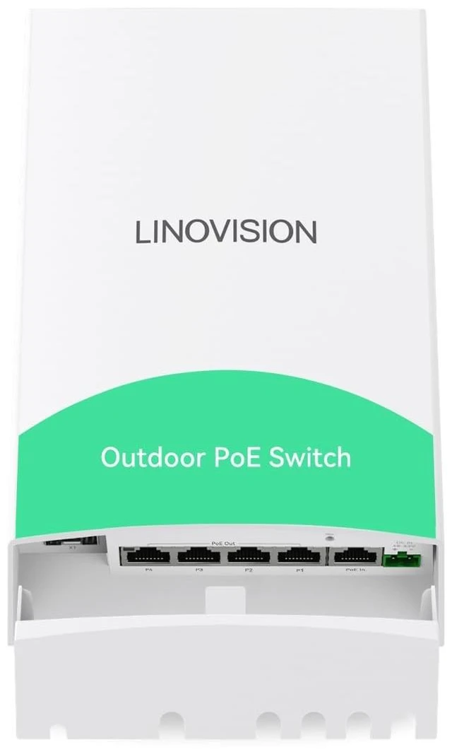 Main image of LINOVISION Outdoor 5 Ports Gigabit Passthrough PoE Switch with 1 SFP Uplink
