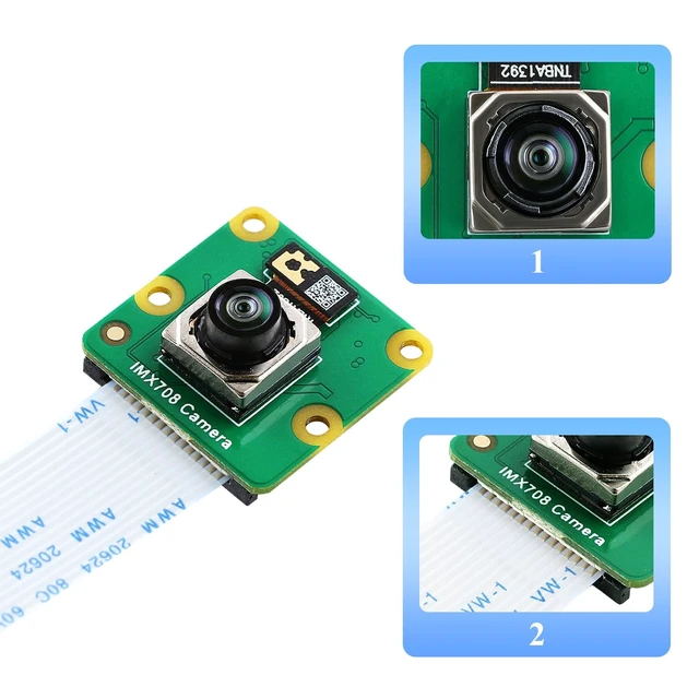 Alt view image 2 of 5 - IMX708 12MP Camera Module 120 FOV Auto-Focus, High Dynamic Range (HDR) Includes 15-15pin, 15-22pin Cable Compatible with Raspberry Pi 5/4B+/3B+/3B/Zero