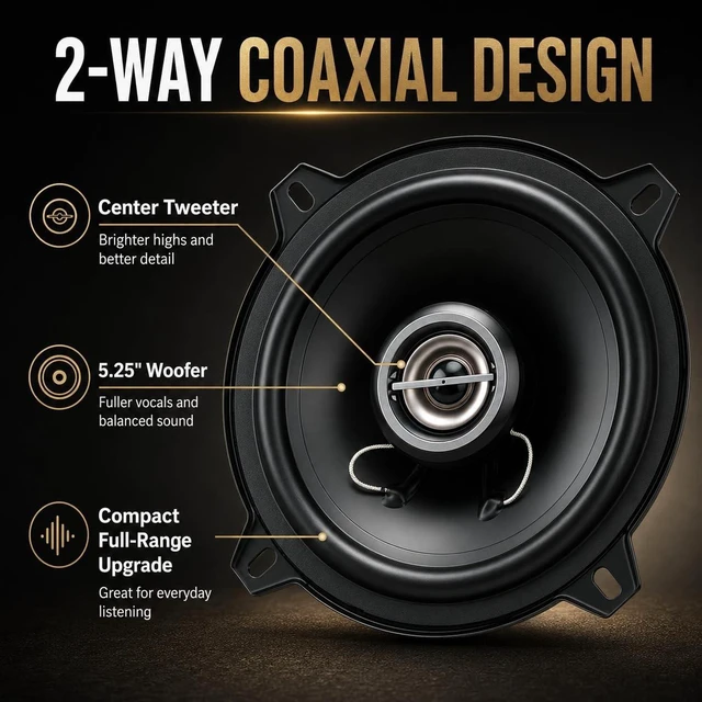 Alt view image 3 of 5 - TANVSO 5.25 Speakers, 500W Peak 4 Ohm 5-1/4 Car Speakers, 2-Way Coaxial Door Speakers with Precision-Formed PP Cone, Rubber Surround for Car Door, Rear Deck & Custom Audio, 2 Pack