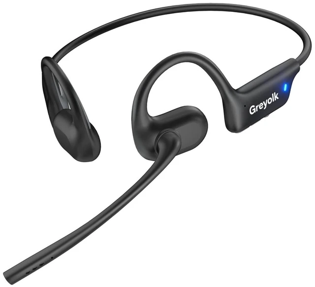 Main image of GREYOLK Open Ear Headphones with Mic, Wireless Headset with AI Noise Cancellation Microphone Bluetooth 5.4 Bluetooth Headset with Mic Air Conduction Headphones for Work Call Meeting Driving