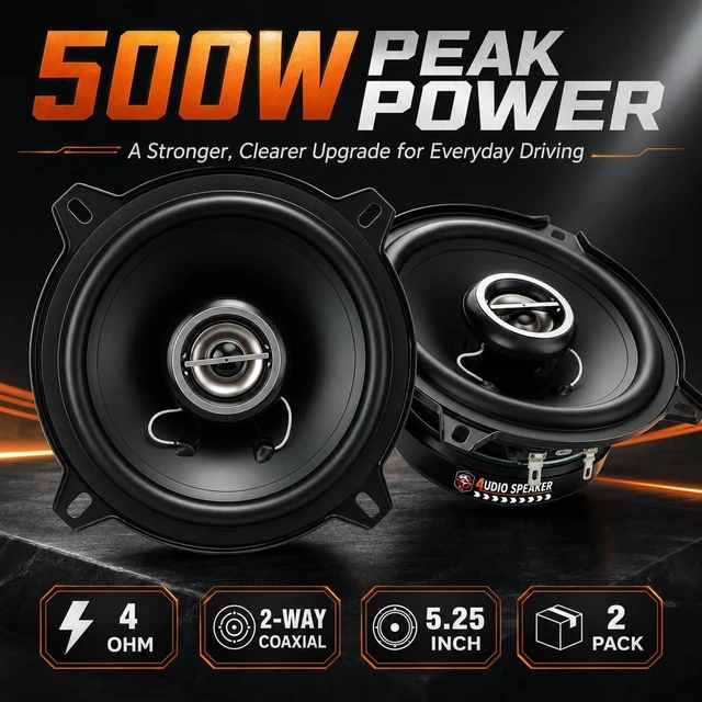 Alt view image 2 of 5 - TANVSO 5.25 Speakers, 500W Peak 4 Ohm 5-1/4 Car Speakers, 2-Way Coaxial Door Speakers with Precision-Formed PP Cone, Rubber Surround for Car Door, Rear Deck & Custom Audio, 2 Pack