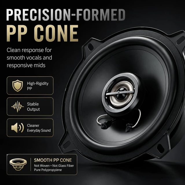 Alt view image 4 of 5 - TANVSO 5.25 Speakers, 500W Peak 4 Ohm 5-1/4 Car Speakers, 2-Way Coaxial Door Speakers with Precision-Formed PP Cone, Rubber Surround for Car Door, Rear Deck & Custom Audio, 2 Pack