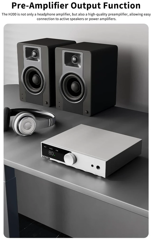 Alt view image 5 of 5 - SMSL H200 Hi-res Headphone Amp & Pre-amp, Three Level Gear Gain Switch Control,Pre-amp Output, Desktop Preamplifier, XLR/RCA/4.4mm/6.35mm Output, with Remote Control