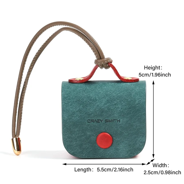Alt view image 2 of 5 - Handmade Genuine Leather Case for AirPods 4, Shockproof Protective Earbuds Cover with Dual Lanyards, Wireless & Wired Charging Accessible (Type-b-Blue)