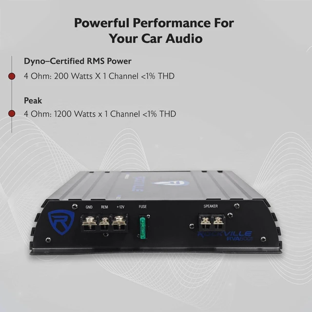 Alt view image 5 of 5 - Rockville RVA600.1 Mono Class AB Car Amplifier, 50-250Hz LPF