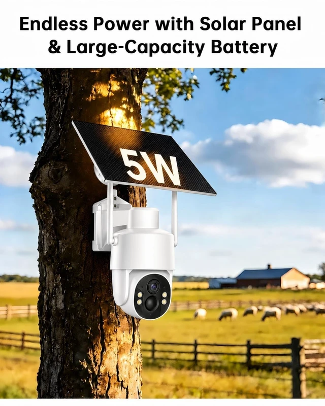Alt view image 4 of 5 - Tefrio 4G LTE Cellular Security Camera, No WiFi Needed, 2.5K 360 Live Video, Built-in SIM Card, Color Night Vision, Person & Vehicle Detection, Instant Alerts for Fields, Jobsites, Barns&Remote Areas