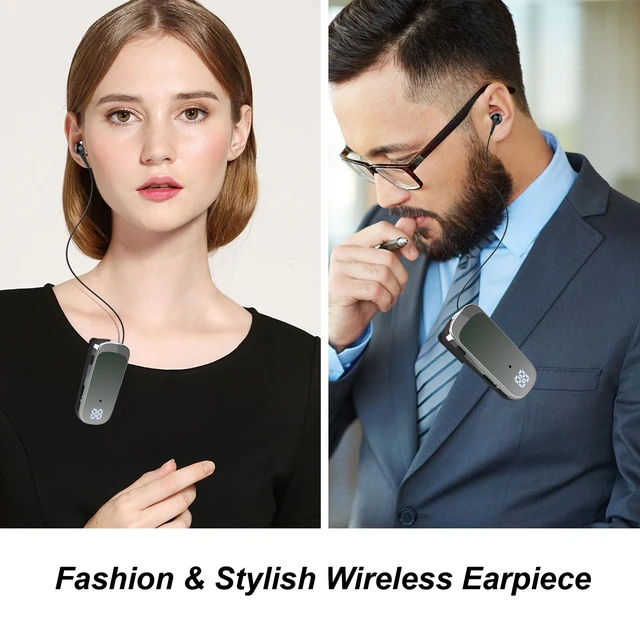 Alt view image 3 of 5 - FashionLive Retractable Wireless Headset Headphone Stereo Earphone V5.0 Noise Cancelling Mic Clip on Earpiece Comfortable HandsFree Headset 20Hrs Talking Time Sports Business Trucker Driver Ear