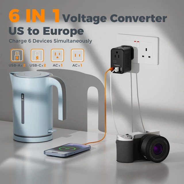 Alt view image 5 of 5 - TESSAN 220 to 110 Voltage Converter, Black