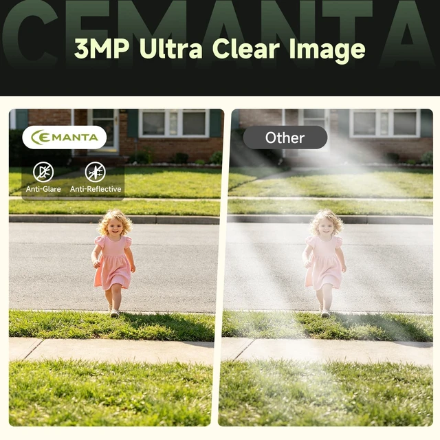 Alt view image 4 of 5 - CEMANTA 3MP Window Camera for Indoor & Outdoor Monitoring-2 Pack (Orange)
