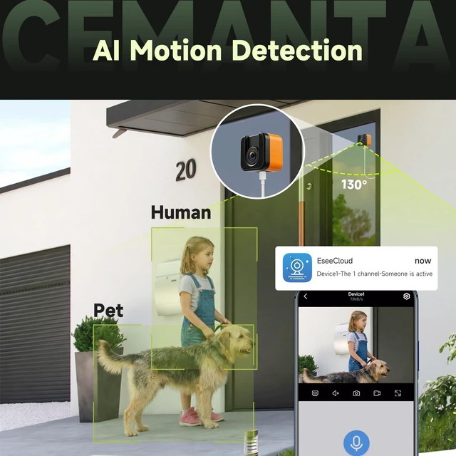 Alt view image 5 of 5 - CEMANTA 3MP Window Camera for Indoor & Outdoor Monitoring-2 Pack (Orange)