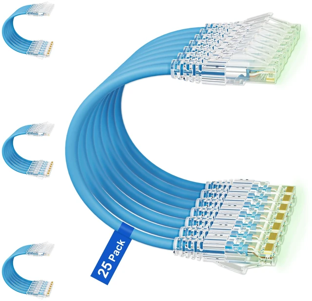Main image of iwillink 5ft Cat6/Cat6a Patch Cables (25 Pack) Slim, 10Gbps, LSZH, Blue