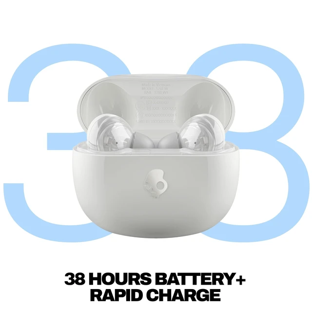 Alt view image 3 of 5 - Skullcandy Rail ANC Active Noise Cancelling Wireless Earbuds - Bone/Orange
