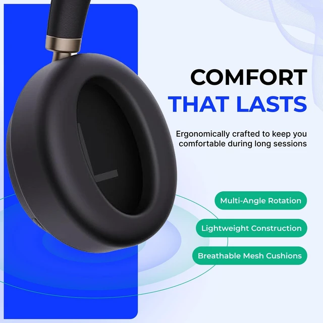 Alt view image 5 of 5 - Supply Central YealinkBH76 Plus UC Wireless Headset for Work (1208708), Bluetooth Headset with ANC Mic, Retractable Mic Arm, Switchable Earpads, Compatible with Teams, Zoom & Business Calls