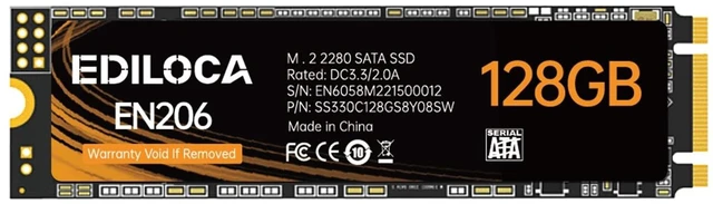 Main image of Ediloca EN206 128GB 3D NAND TLC M.2 SSD, M.2 2280 SATA III 6Gb/s SSD Internal Hard Drive, Read/Write Speed up to 550/460 MB/s, Compatible with Ultrabooks, Tablet Computers and Mini PCs