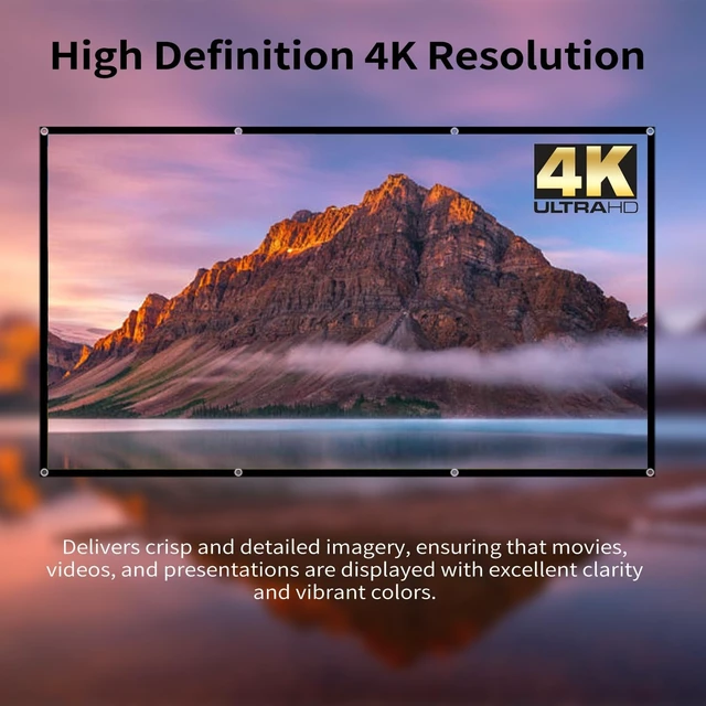 Alt view image 5 of 5 - 100 Inch Portable Projector Screen Outdoor: 4K HD Anti-Crease Foldable Indoor Hanging Wall Home Theater Screen