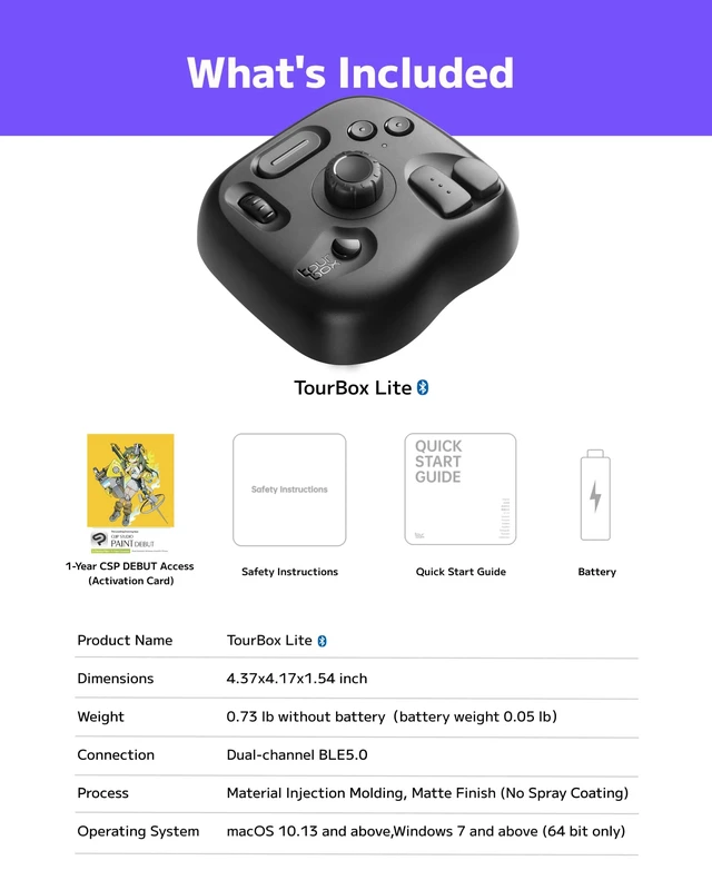 Alt view image 5 of 5 - TourBox Lite Bluetooth Drawing Bundle with Clip Studio Paint Debut