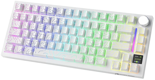 Main image of ATTACK SHARK X820ULTRA Wireless Gaming Mechanical Keyboard with TFT Smart Display&Knob,Side Print PBT,Gasket Mounted 75% TKL Keyboard,BT5.0/2.4GHz/USB-C,RGB Backlit White Contour Gift Edition S