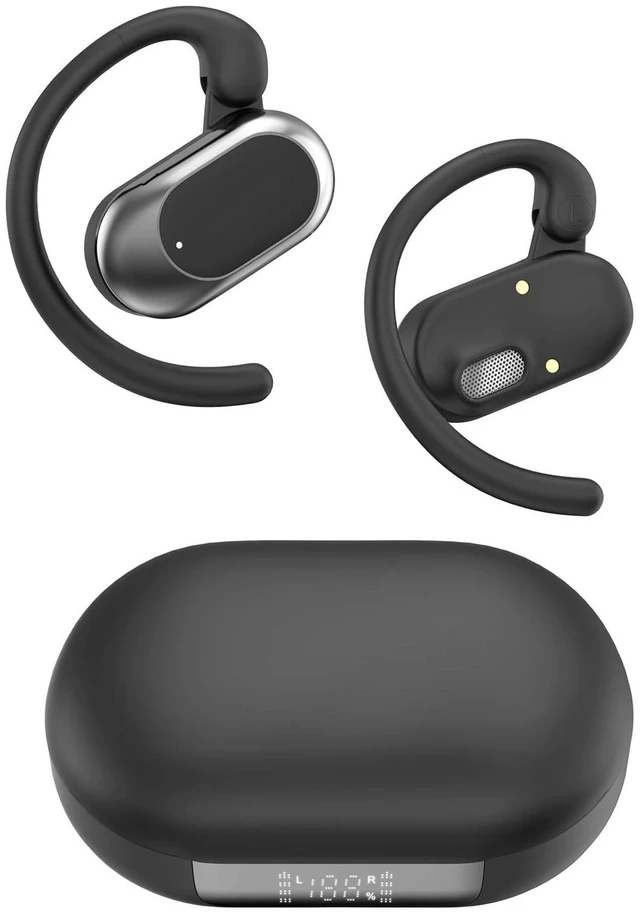 Main image of STECEi Open Ear Bluetooth 5.4 Wireless Earbuds with Ear Hooks, Wireless Earbuds with Adjustable Ear Hooks, Powerful Sound, IP7 Waterproof Ear Bud for Workout, Black