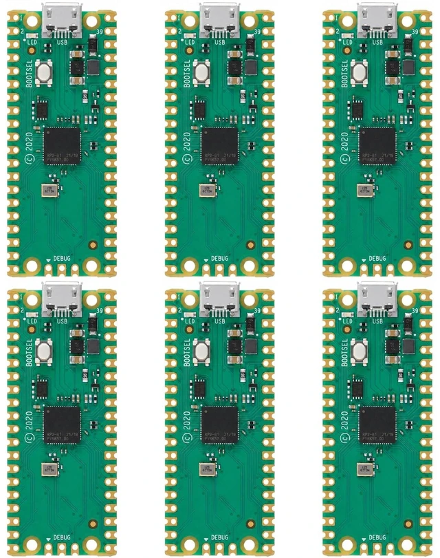 Main image of Suuoo 6-Pack RP2040 Pico Development Board, ARM Cortex M0 133MHz