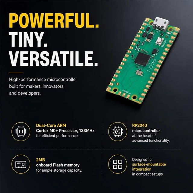 Alt view image 3 of 5 - Suuoo 6-Pack RP2040 Pico Development Board, ARM Cortex M0 133MHz