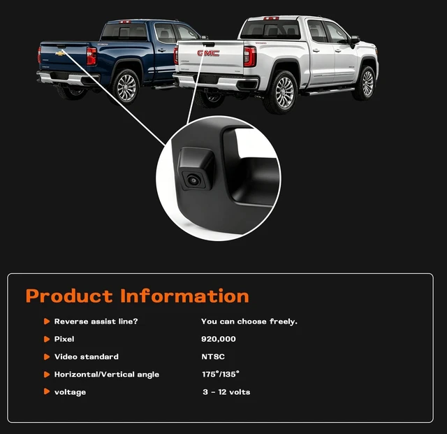 Alt view image 4 of 5 - Anpher Tailgate Handle Rear View Backup Camera Kit with Keyhole Fit for 2007-2014 Chevy Silverado & GMC Sierra 1500 2500 3500 HD, OEM Replacement Part #22755304