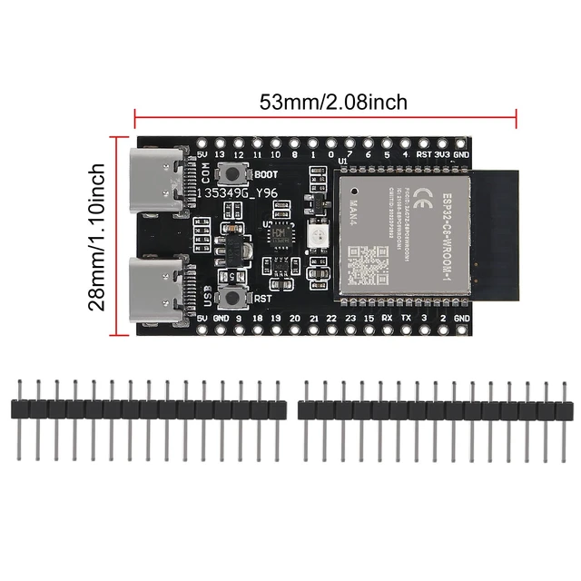 Alt view image 4 of 5 - 10Pcs ESP32-C6-1 ESP32 C6 ESP32-C6-1-N4 Development Board ESP32-C6-DevKitM-1 Dual Core Type-C Board MCU Module Integrates Complete Wi-Fi and BLE for Internet of Things
