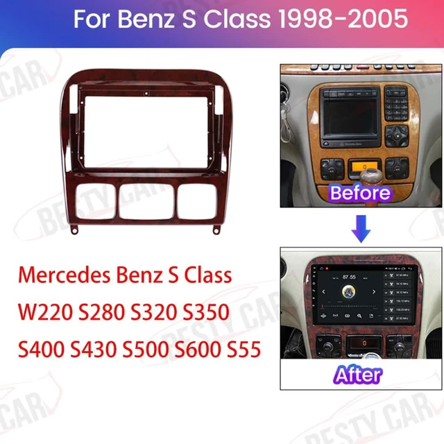 Alt view image 2 of 5 - Fits for Benz S Class W220 S280 S320 S350 S400 S430 S500 SL230 1998-2005 Car Radio Stereo Fascia Frame Double DIN 9 inch Dash Installation Mounting Kit