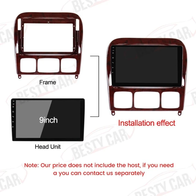 Alt view image 3 of 5 - Fits for Benz S Class W220 S280 S320 S350 S400 S430 S500 SL230 1998-2005 Car Radio Stereo Fascia Frame Double DIN 9 inch Dash Installation Mounting Kit