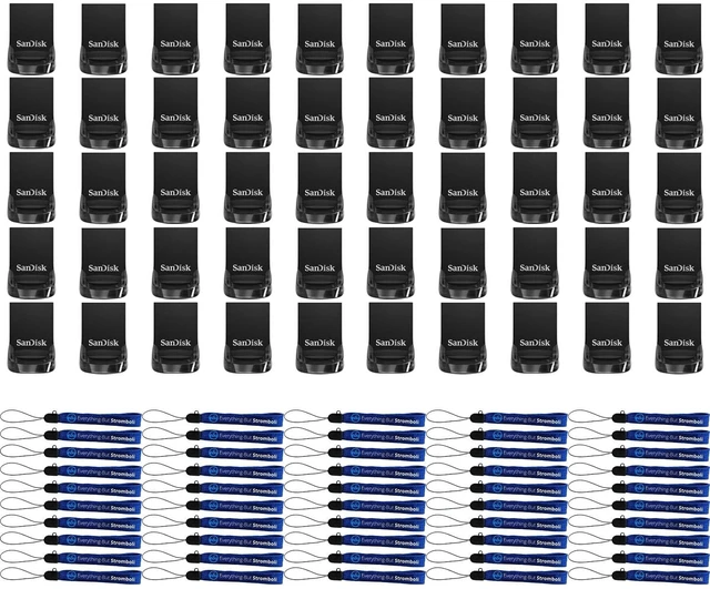 Main image of SanDisk 50 Pack 32GB Ultra Fit USB 3.2 Flash Drive SDCZ430-032G-G46 - Bundle with (50) Everything But Stromboli Lanyards
