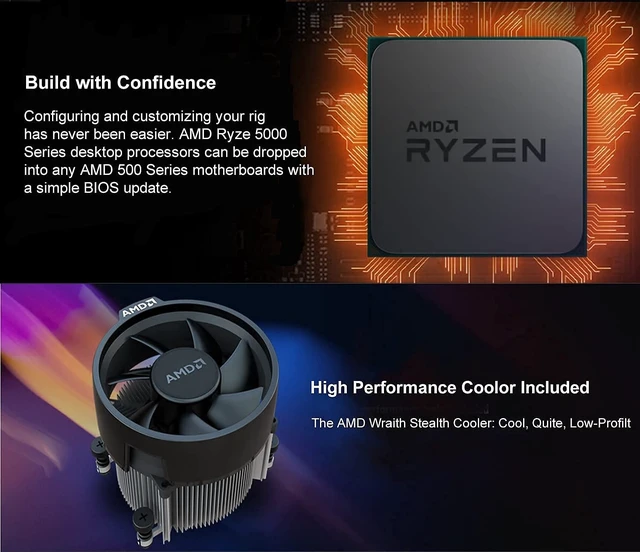 Alt view image 3 of 5 - INLAND Micro Center AMD Ryzen 5 5600X 6-core, 12-Thread Unlocked Desktop Processor with Wraith Stealth Cooler Bundle with ASUS TUF Gaming B550-PLUS WiFi II AMD AM4 ATX Gaming Motherboard