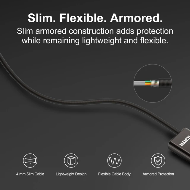 Alt view image 5 of 5 - RUIPRO 8K Full Fiber Optic Armored HDMI 2.1 Cable 48Gbps, 8K60/4K120, 50FT