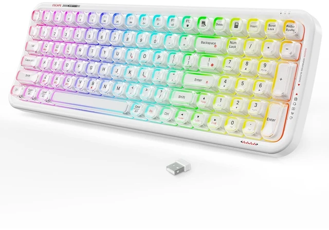 Main image of White Crystal Lighted Keyboard Wireless,Light Up Jelly Transparent Keycaps