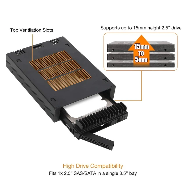 Alt view image 3 of 5 - ICY DOCK 1 Bay 2.5 SAS/SATA HDD/SSD Tool-Less Enclosure for External 3.5" Bay ^^ ExpressCage MB741SP-B
