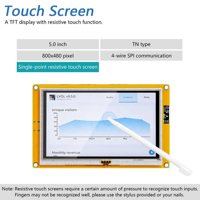 Alt view image 4 of 5 - FREENOVE ESP32 Display ESP32-S3 CYD 5.0" 800x480 TN Resistive Touch Screen